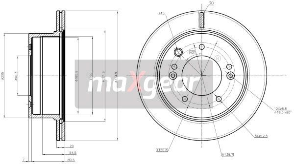 TARCZA HAMULCOWA TYŁ KIA SORENTO 02- 315x20 MaXgear 19-1865