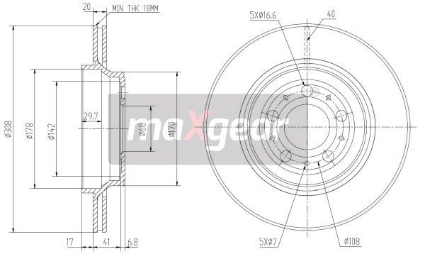 TARCZA HAMULCOWA TYŁ VOLVO XC90 10 02- MaXgear 19-1839