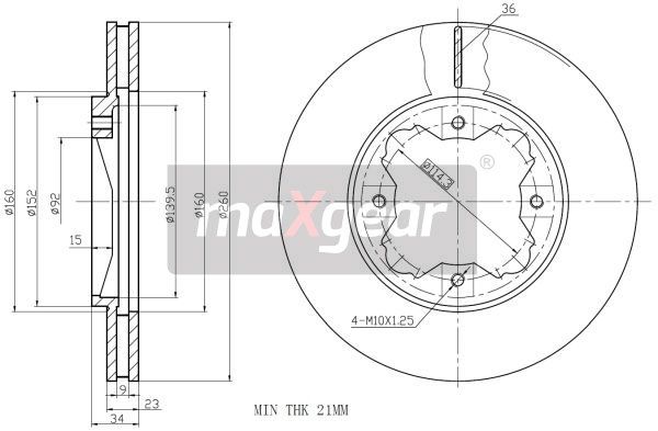 TARCZA HAMULCOWA PRZÓD HONDA ACCORD -98 14/ROVER 600 -99 MaXgear 19-0929