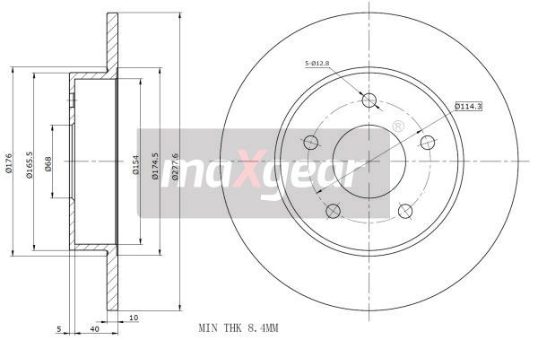 TARCZA HAMULCOWA TYŁ NISSAN PRIMERA 02- MaXgear 19-0955