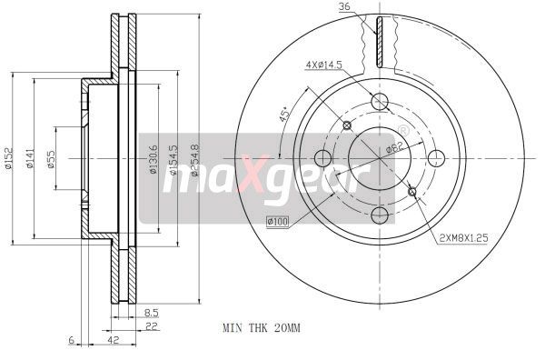 TARCZA HAMULCOWA PRZÓD TOYOTA COROLLA 92- MaXgear 19-0971