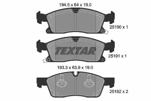 Klocki hamulcowe przód Jeep GRAND CHEROKEE 10- koła 18 Textar 2519002