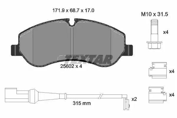 Klocki hamulcowe przód Ford TRANSIT CUSTOM 12- TRANSIT 14- Textar 2560201