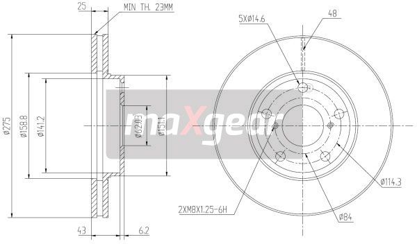TARCZA HAMULCOWA PRZÓD TOYOTA RAV4 00- MaXgear 19-0973