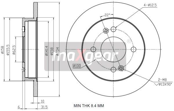 TARCZA HAMULCOWA TYŁ KIA PICANTO 04- I10 08- MaXgear 19-1938