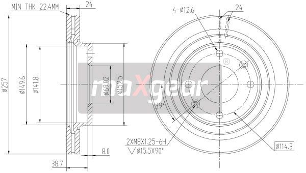 TARCZA HAMULCOWA PRZÓD HYUNDAI ELANTRA MATRIX 01- MaXgear 19-2502