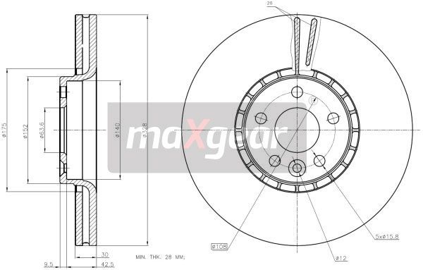 TARCZA HAMULCOWA PRZÓD VOLVO XC60 08- MaXgear 19-2336