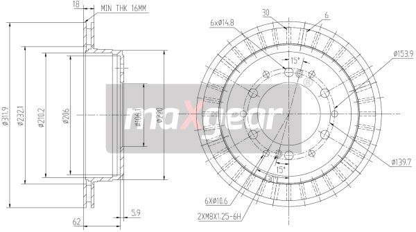 TARCZA HAMULCOWA TYŁ TOYOTA LANDCRUISER 03- MaXgear 19-2464