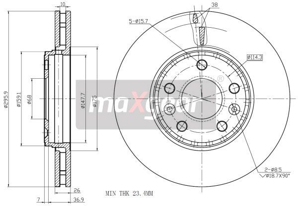 TARCZA HAMULCOWA PRZÓD RENAULT SCENIC LAGUNA 07- MaXgear 19-2013
