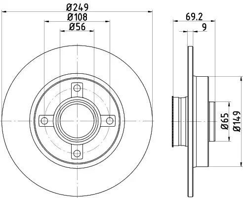 Tarcza hamulcowa tył Peugeot 207 208 2008 307 00- z łożyskiem 249x9 Textar 92202103