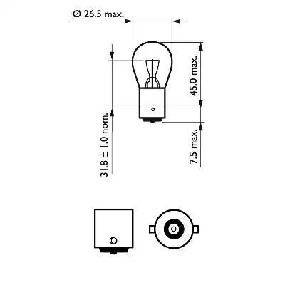 Żarówka P21W 12V 21W BA15S LONGLIFE ECOVISION 2SZT BLISTER CENA ZA 2 SZT JEDNOWŁÓKNOWA Philips 12498LLECOB2