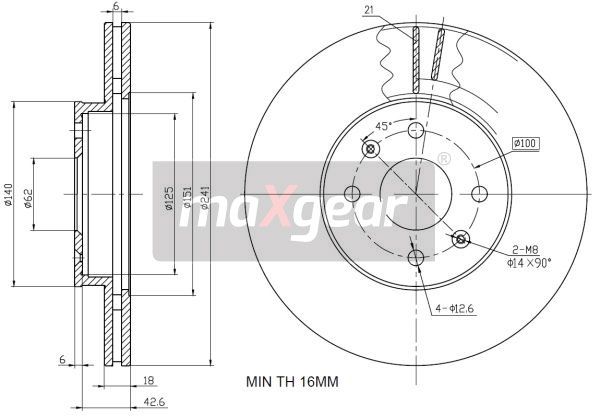 TARCZA HAMULCOWA PRZÓD KIA PICANTO 04- I10 08- MaXgear 19-1937