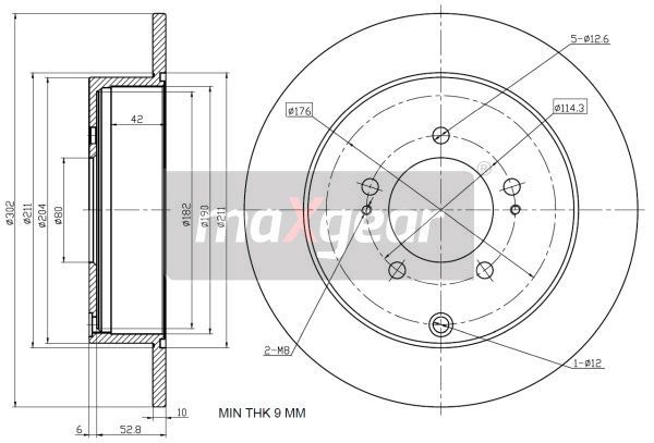 TARCZA HAMULCOWA TYŁ MITSUBISHI OUTLANDER 07- MaXgear 19-1933