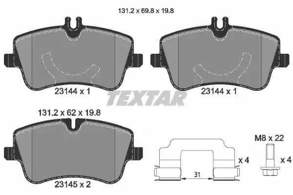 Klocki hamulcowe przód Mercedes W203 C180-220 2000- Textar 2314401