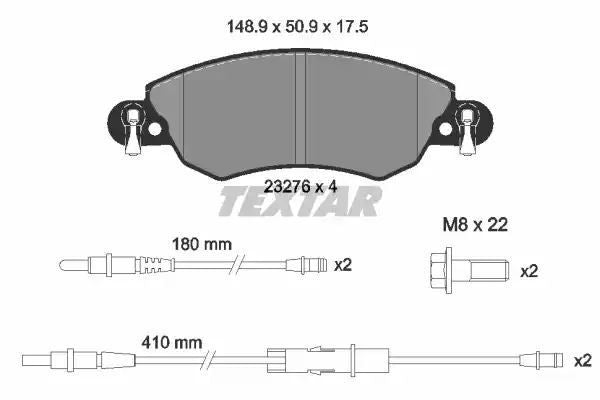 Klocki hamulcowe przód Citroen C5 01- 1,8 16V Z CZUJN Textar 2327601