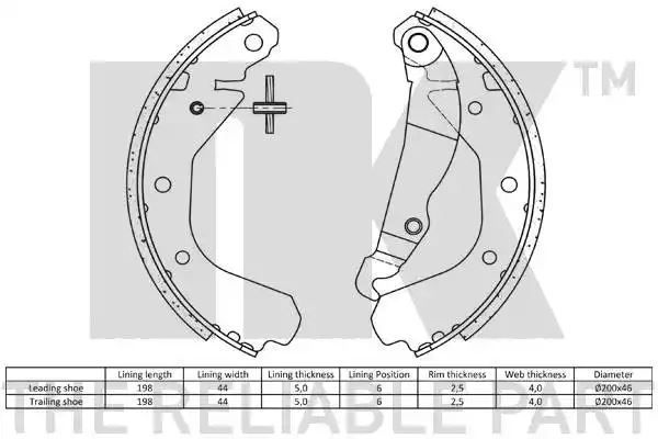 Szczęki hamulcowe Opel KADETT 1,6-1,7D 79-91 ASCONA NK Autoparts 2736409
