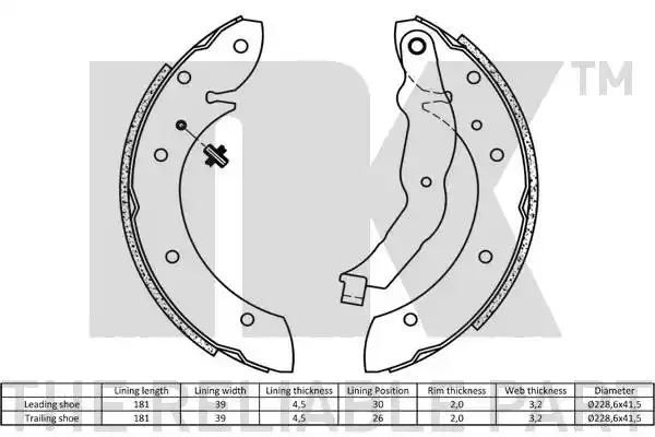 Szczęki hamulcowe Renault MEGANE SCENIC 97-WM NK Autoparts 2799575