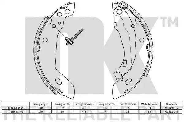 Szczęki hamulcowe Renault CLIO 9 11 18 19 180x40 SY NK Autoparts 2799389