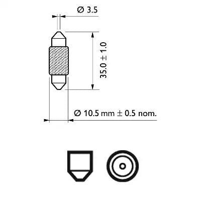 ŻARÓWKA RURKOWA 12V/10W 11X35MM 10SZT SV8,5 Philips 12854CP
