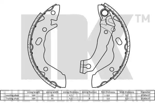Szczęki hamulcowe Hyundai PONY 91-94 NK Autoparts 2734560