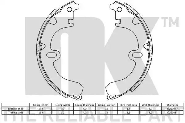 Szczęki hamulcowe Toyota COROLLA 1,3-1,6 1,8D 83-92 NK Autoparts 2745423