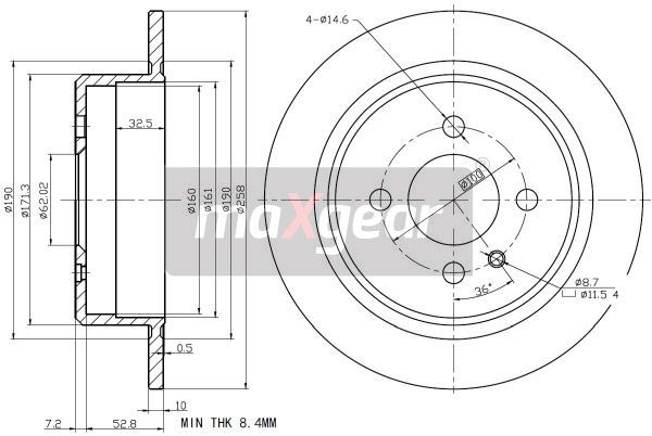 TARCZA HAMULCOWA TYŁ BMW E30 82-93 MaXgear 19-2663