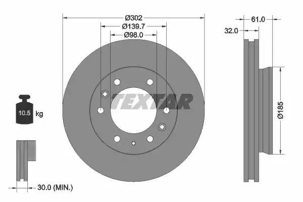 Tarcza hamulcowa przód Ford RANGER 11- Textar 92253403