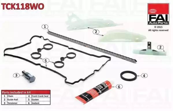ZESTAW ŁAŃCUCHA ROZRZĄDU CITROEN C4 (08- ) Z USZCZELNIENIEM FAI Auto Parts TCK118WO