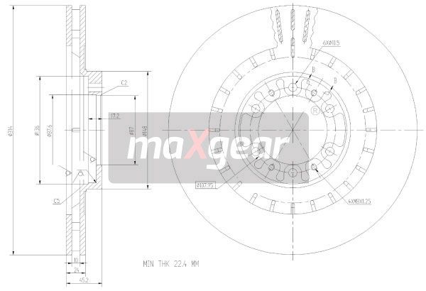 TARCZA HAMULCOWA PRZÓD MITSUBISHI PAJERO SPORT 98- MaXgear 19-2446