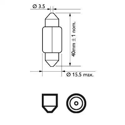 ŻARÓWKA RURKOWA 12V/15W 15,5X41MM C15W SV8,5-8 Philips 12850CP