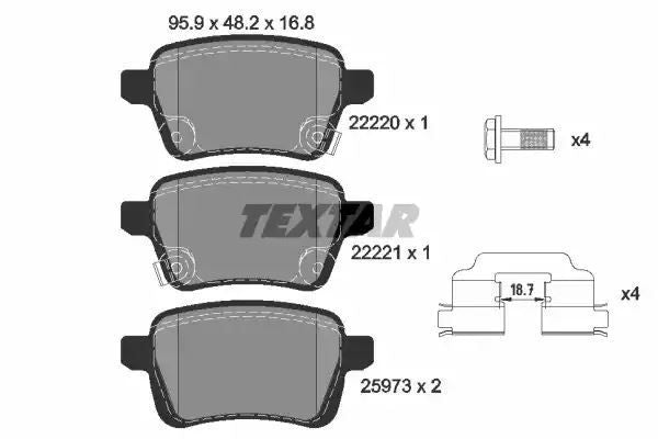 Klocki hamulcowe tył Opel ADAM CORSA 1,0-1,6 14- Textar 2222001
