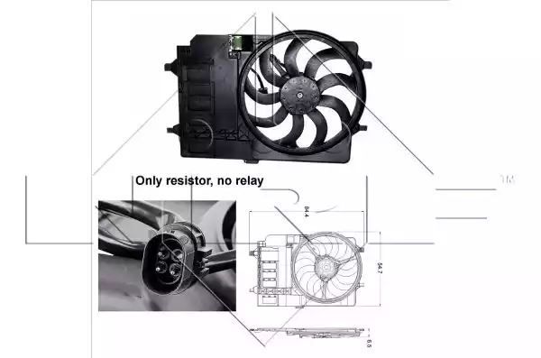 Wentylator chłodnicy Mini COOPER 01-07 260W pojedynczy, z obudową NRF 47301