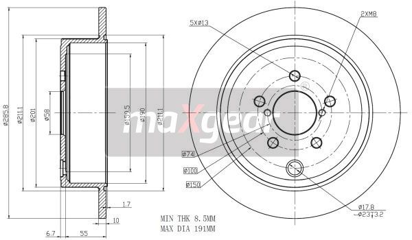TARCZA HAMULCOWA TYŁ SUBARU OUTBACK IMPREZA FORESTER 08- 286MM MaXgear 19-2271