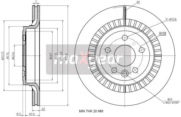 TARCZA HAMULCOWA TYŁ VOLVO XC60 08- MaXgear 19-2335