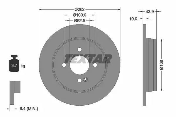 Tarcza hamulcowa tył KIA RIO 11- ŚR 262MM Textar 92242203
