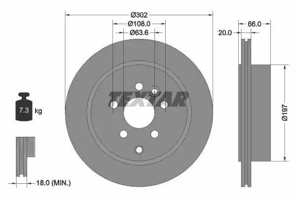 Tarcza hamulcowa tył Land Rover FREELANDER 3,2 06- Textar 92162803
