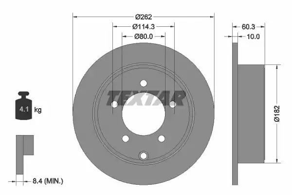 Tarcza hamulcowa tył Jeep COMPASS 2,0-2,4 06- 262x10 Textar 92202903