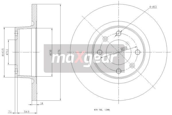 TARCZA HAMULCOWA TYŁ CITROEN C5 MaXgear 19-0833