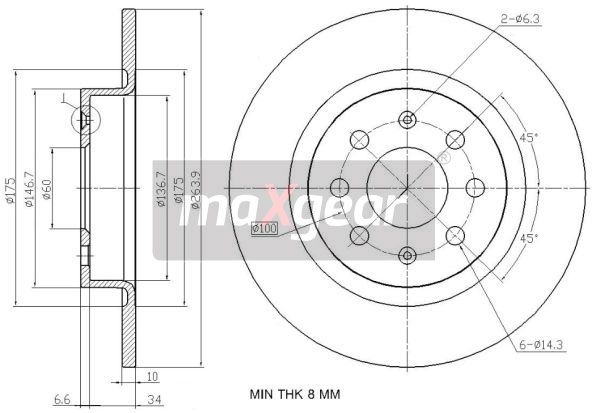 TARCZA HAMULCOWA TYŁ FIAT GRANDE PUNTO EVO 07- MaXgear 19-2500