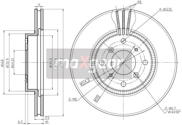 TARCZA HAMULCOWA PRZÓD HONDA PRELUDE MaXgear 19-2551