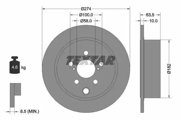 Tarcza hamulcowa tył Subaru IMPREZA FORESTER 12- Textar 92262003