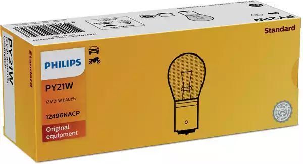 ŻARÓWKA PY21W 12V/21W (POMARAŃCZOWA) BAU15S Philips 12496NACP