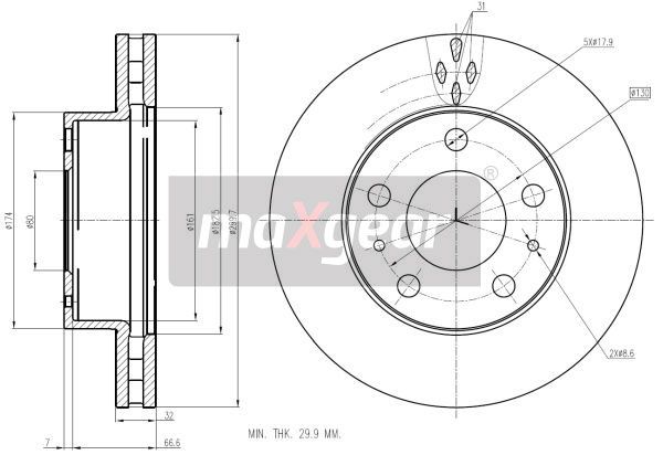TARCZA HAMULCOWA PRZÓD FIAT DUCATO 06- MaXgear 19-2007