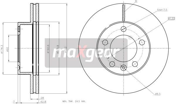 TARCZA HAMULCOWA PRZÓD RENAULT MASTER 10- MaXgear 19-2009