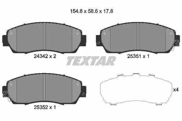 Klocki hamulcowe przód Honda CR-V 12- 2,2I-DTEC ODYSSEY 08- Textar 2434201