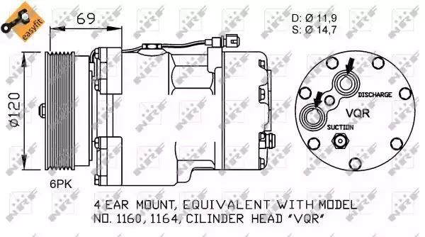 KOMPRESOR KLIMATYZACJI VW SHARAN 97- NRF 32748
