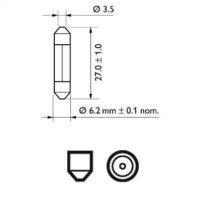 ŻARÓWKA RURKOWA 12V/3W 6,2X27MM Philips 12818CP