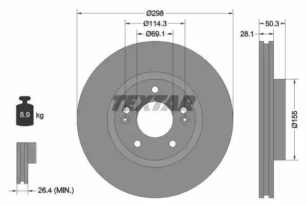 Tarcza hamulcowa przód Hyundai SANTA-FE 06- Textar 92253603