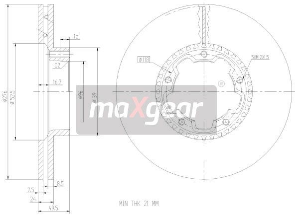 TARCZA HAMULCOWA PRZÓD NISSAN CABSTAR 98-06 MaXgear 19-2272