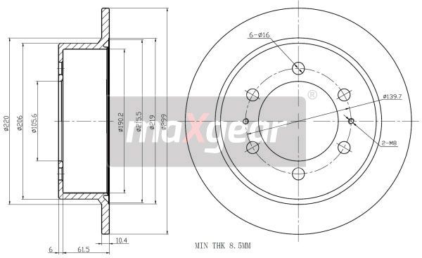TARCZA HAMULCOWA TYŁ SSANGYONG REXTON MUSSO KORANDO MaXgear 19-2526